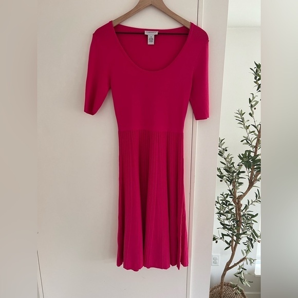 Carmen By Carmen Marc Valvo Half-Sleeve Fit & Flare Dress, Princess Pink - Picture 3 of 6